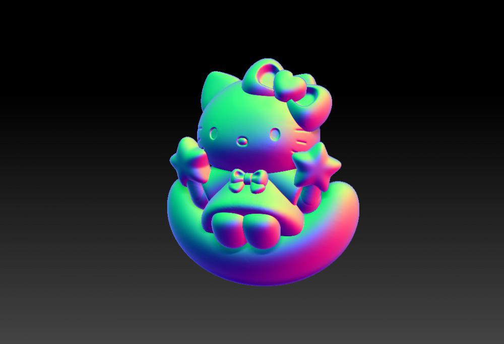 Hello Kitty 凯蒂猫月亮吊坠-摆件3D打印模型