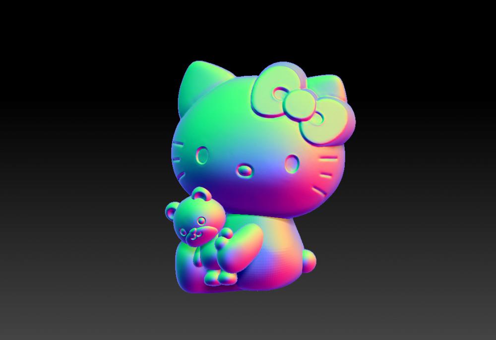 Hello Kitty 抱熊凯蒂猫吊坠-摆件3D打印模型