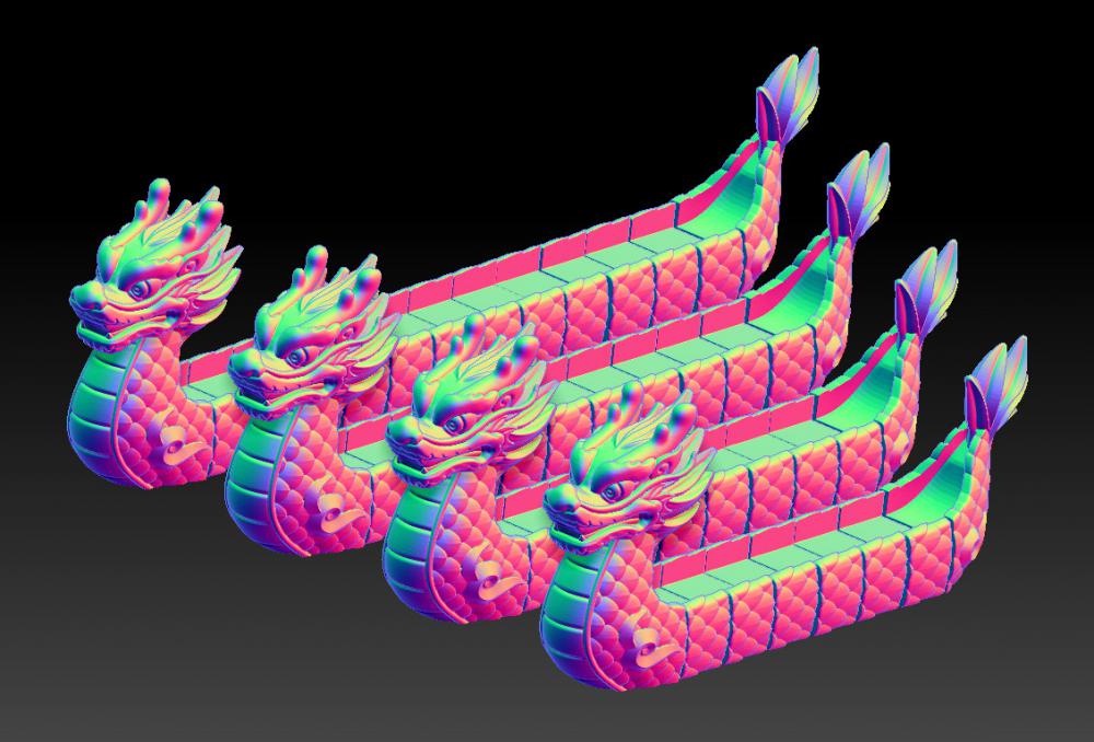 中国龙舟8,10,12,14节3D打印模型