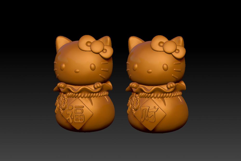 凯蒂猫(KITTY)招福招财-吊坠-摆件3D打印模型