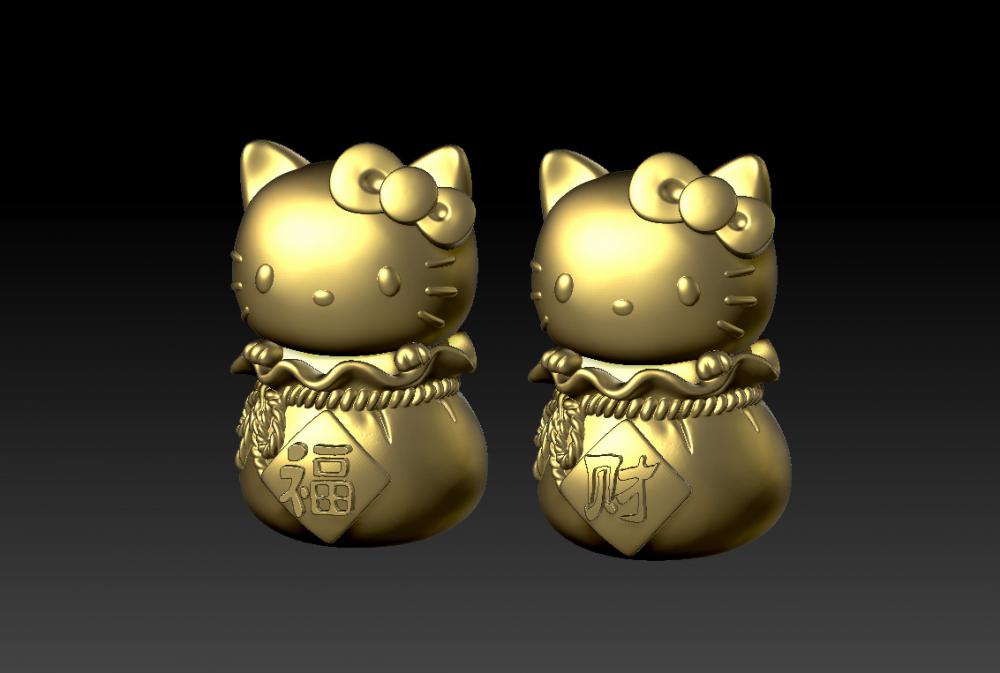 凯蒂猫(KITTY)招福招财-吊坠-摆件3D打印模型