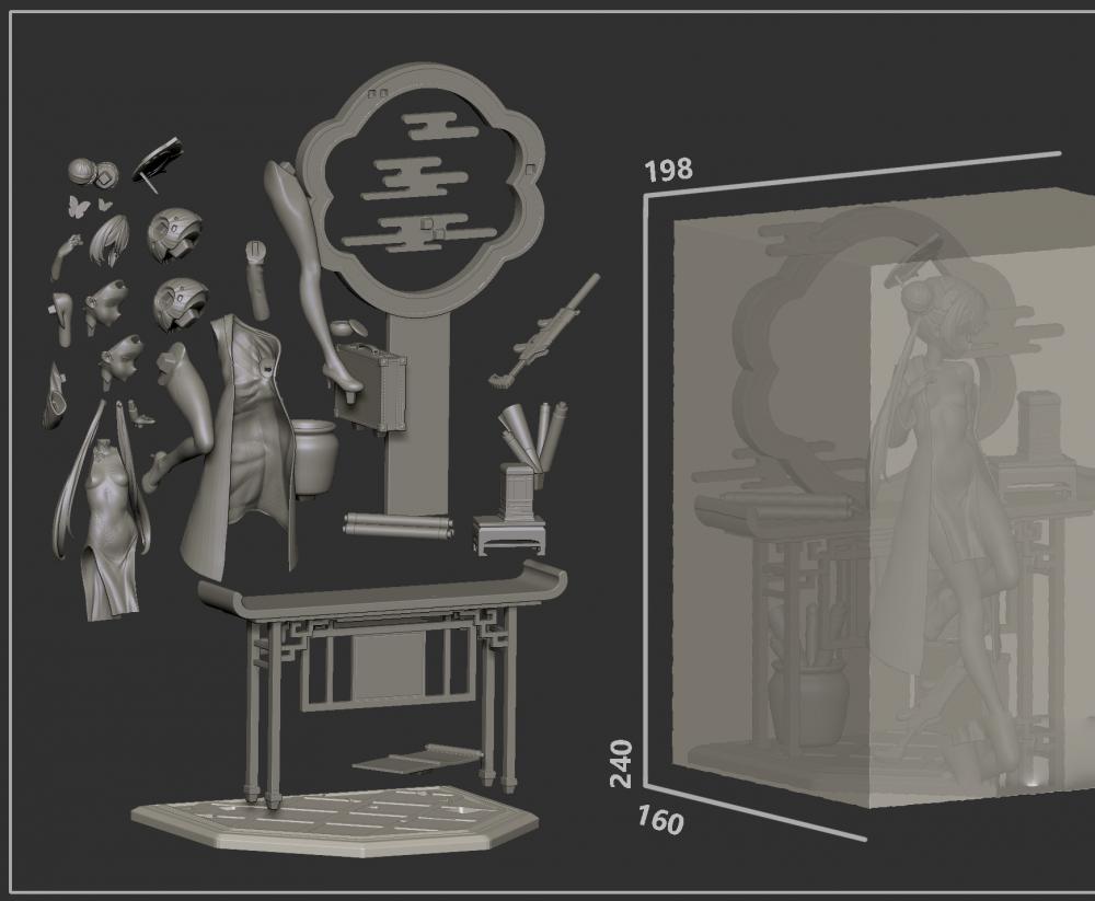 蔚藍档案 龙华妃咲3D打印模型