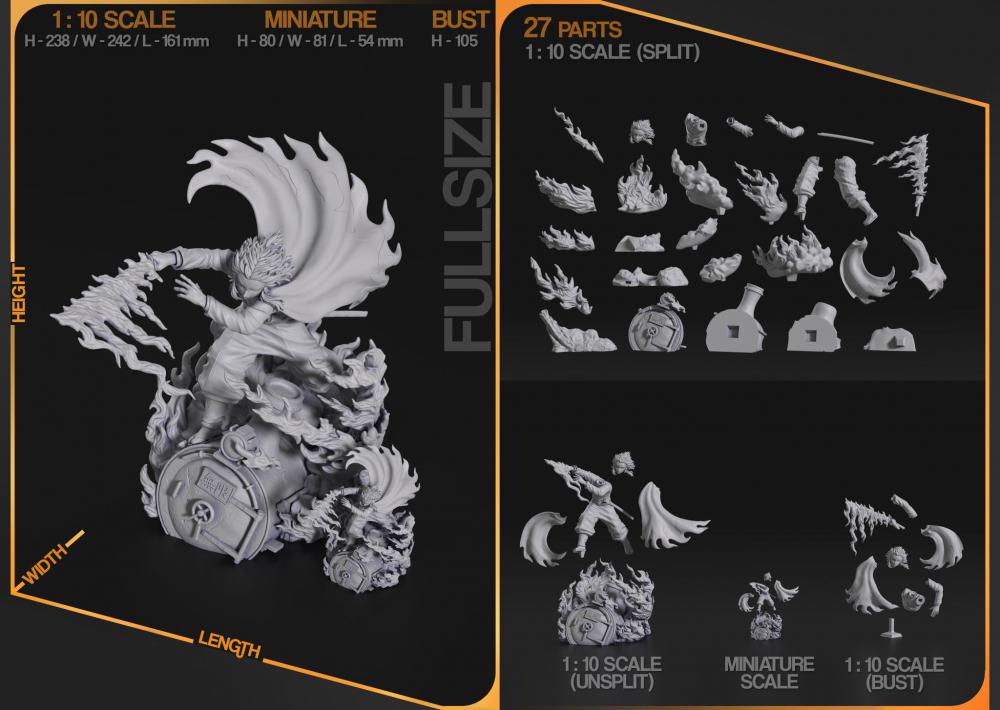 鬼灭之刃 炼狱杏寿郎3D打印模型