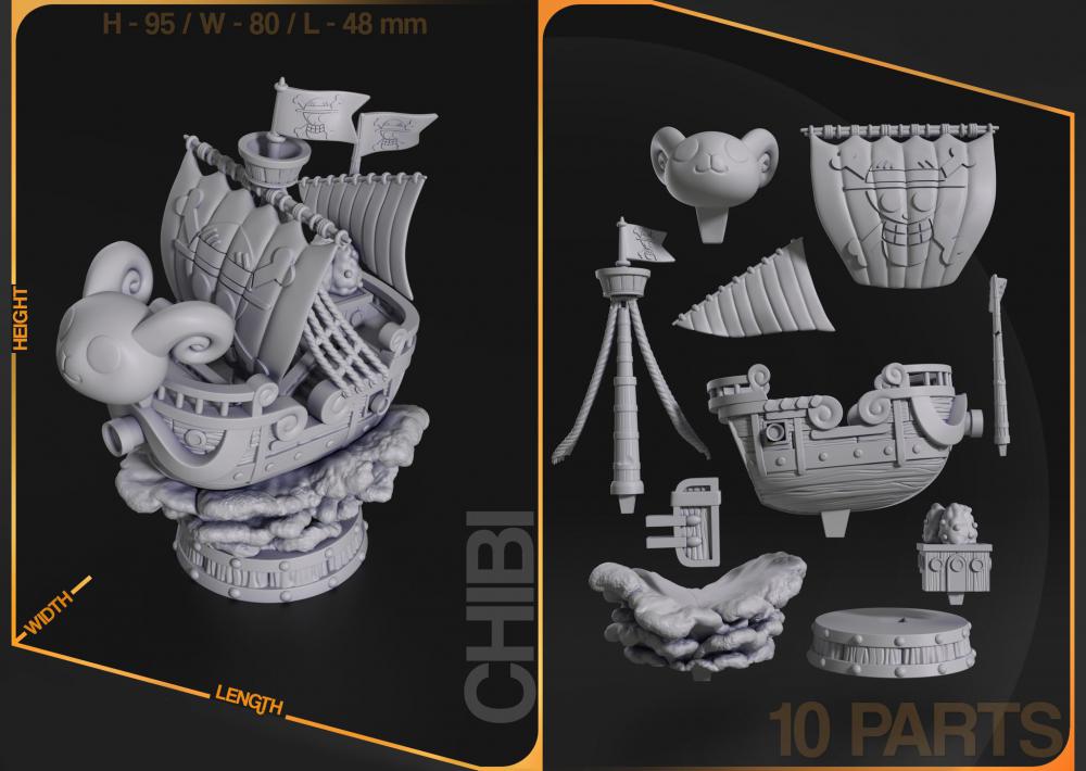 海贼王 阳光号 Q版3D打印模型